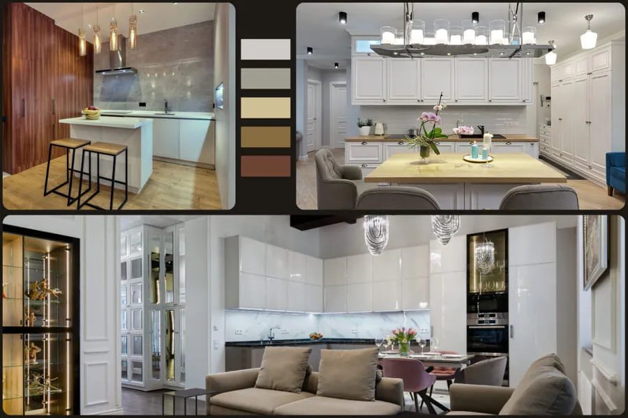Колаж фотографій з завершених ремонтів кухні в Києві - Омнібуд